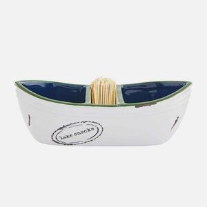 Mud Pie Lake Collection Canoe Shaped Toothpick Holder Serveware - Retired